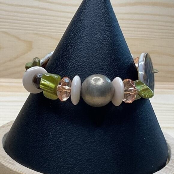 Safari Leopard Multi Bead Stretch Bracelet - Picture 4 of 4